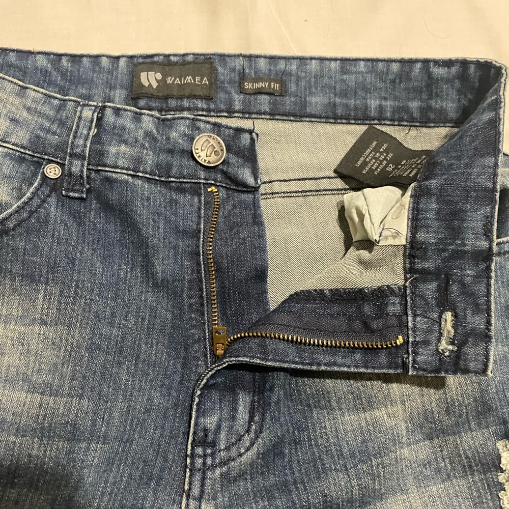 WAIMEA UNIQUE RIPPED JEANS BIKER RIPPLE SKINNY JEANS
